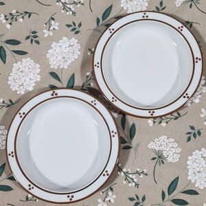 Dansk Bistro Fredriksborg Brown Dots Trim Soup Bowls Vintage Dansk NR Japan VTG
